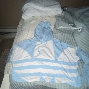 Adidas baby blue cropped hoodie